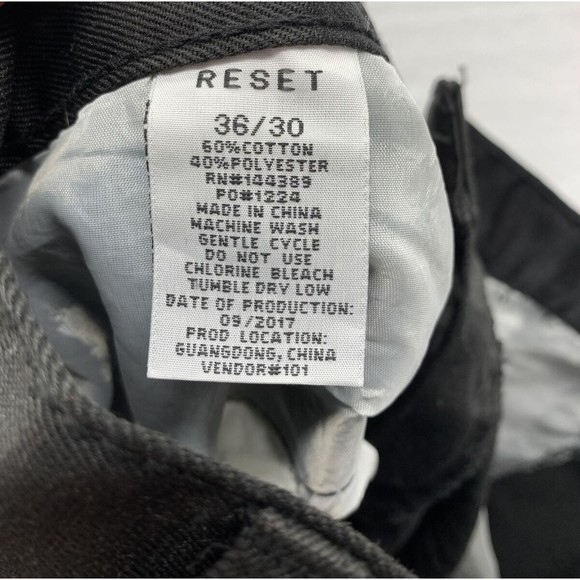 Reset Denim Men's Jeans Size 36/30 Black Whiskered Front Casual - Picture 15 of 16